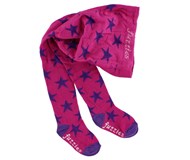 Pink strømpebukser med lilla stjerner fra Fuzzies