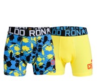 Ronaldo boxershorts, blå/gul mønstret, 2-pak
