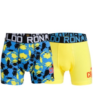 Ronaldo boxershorts, blå/gul mønstret, 2-pak