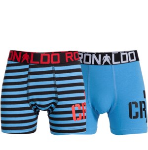 Ronaldo boxershorts, sort/lyseblå stribet, 2-pak