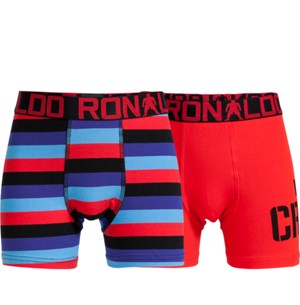 Ronaldo boxershorts, rød/blå stribet, 2-pak